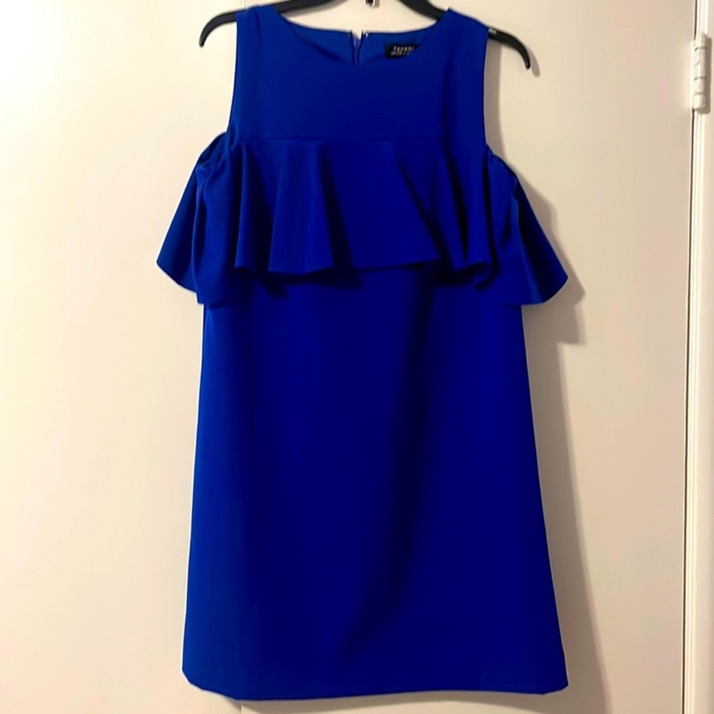 Tahari Royal Blue Ruffle Dress